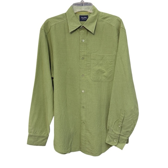Indigo Palms Men’s Shirt M Green Check Long Sleeve Button Front Modal Blend - Picture 1 of 5